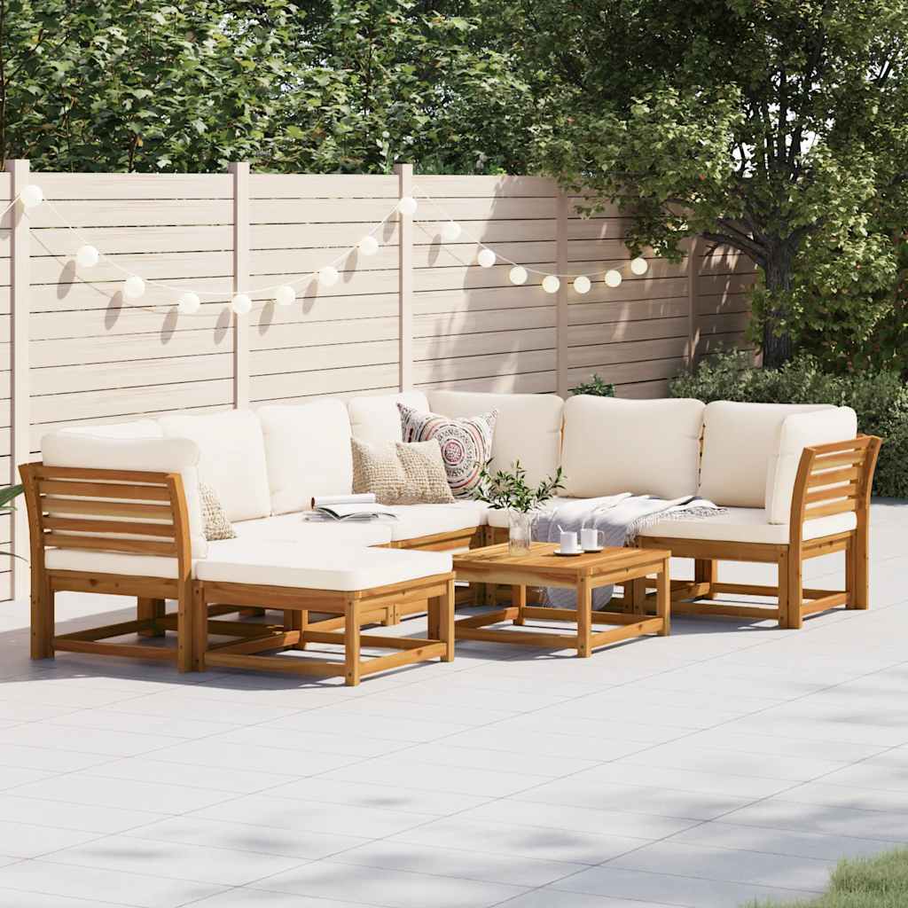 vidaXL 6-delige Loungeset met kussens massief acaciahout