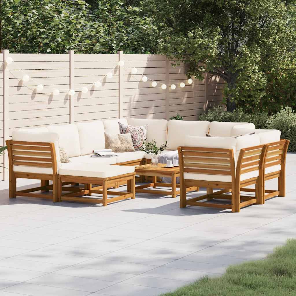 vidaXL 6-delige Loungeset met kussens massief acaciahout