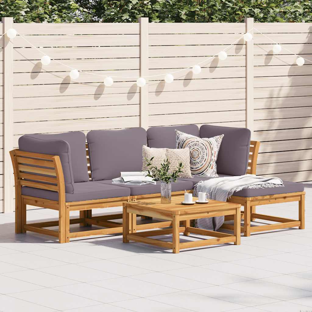 vidaXL 6-delige Loungeset met kussens massief acaciahout