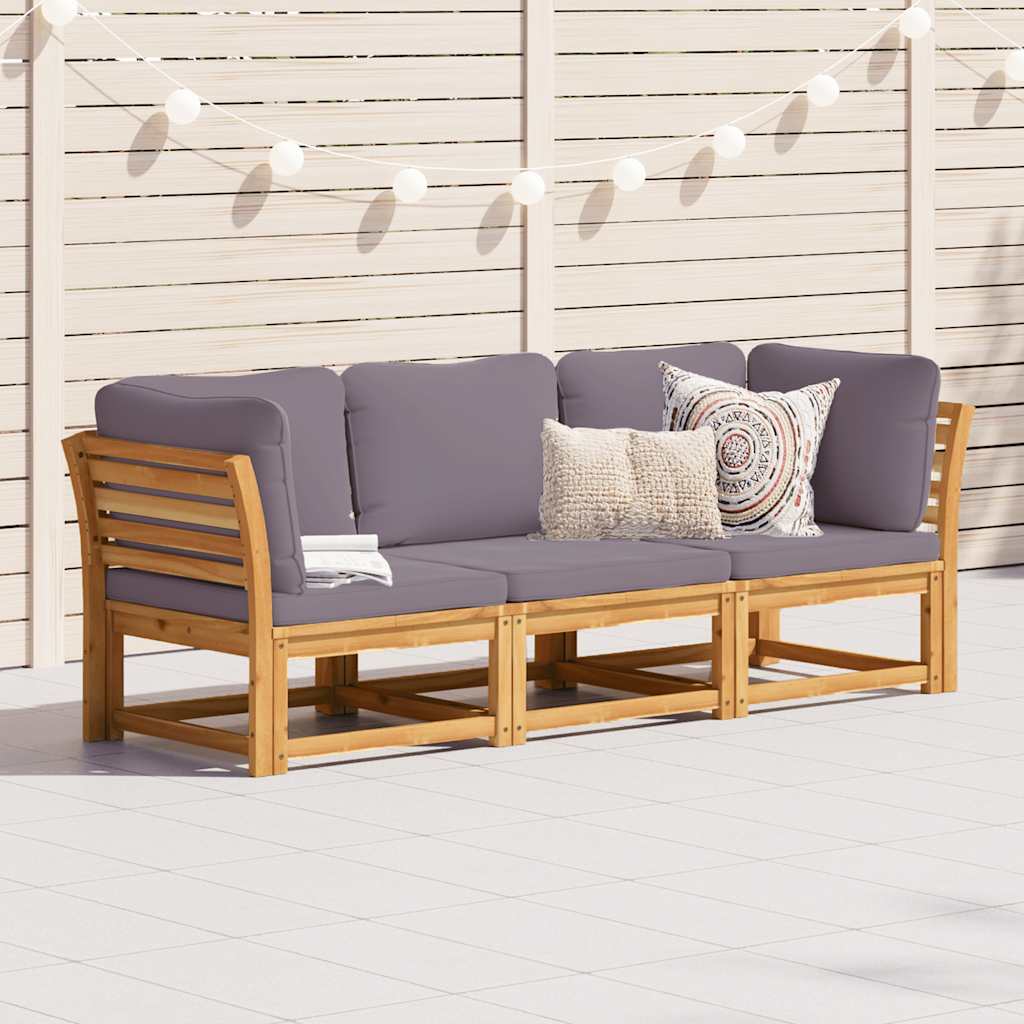 vidaXL 6-delige Loungeset met kussens massief acaciahout