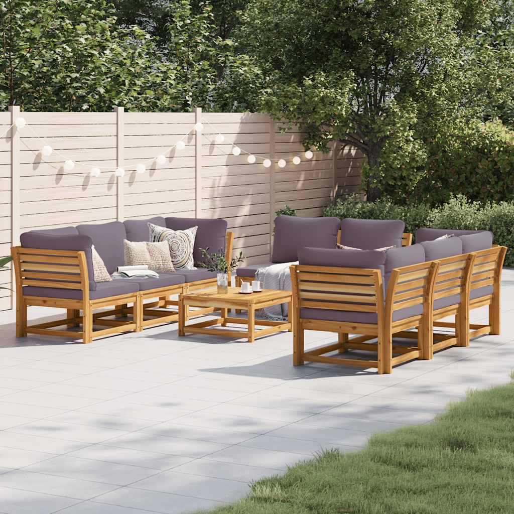 vidaXL 6-delige Loungeset met kussens massief acaciahout