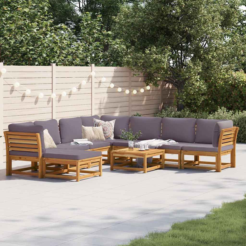 vidaXL 6-delige Loungeset met kussens massief acaciahout