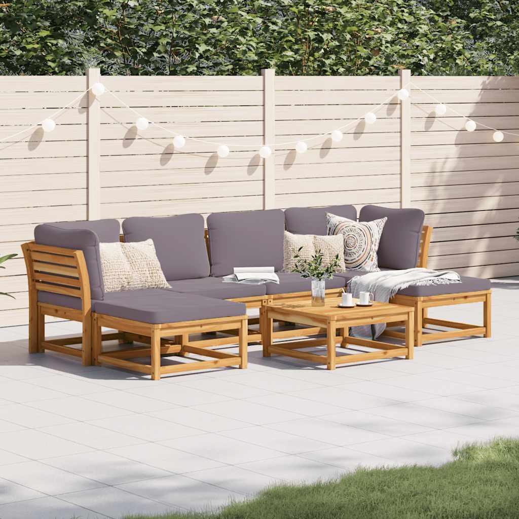 vidaXL 6-delige Loungeset met kussens massief acaciahout