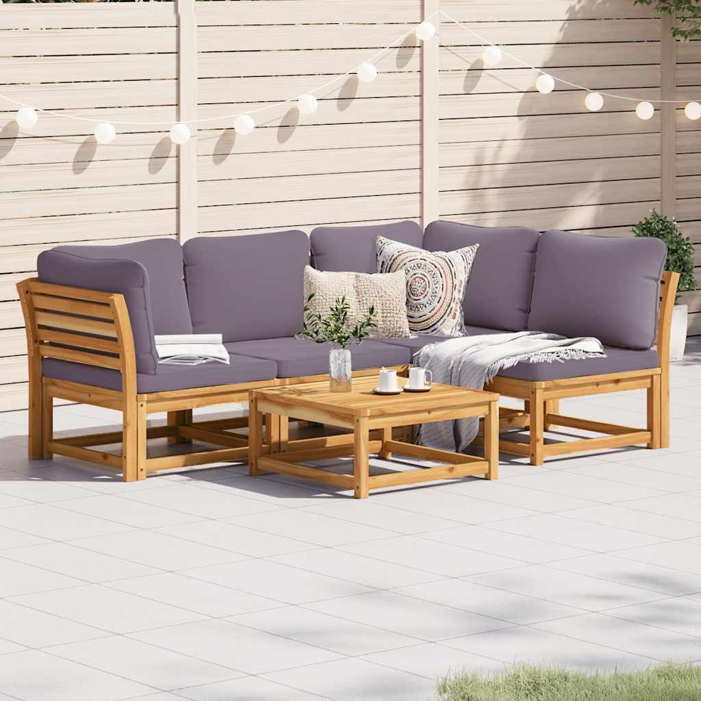 vidaXL 6-delige Loungeset met kussens massief acaciahout