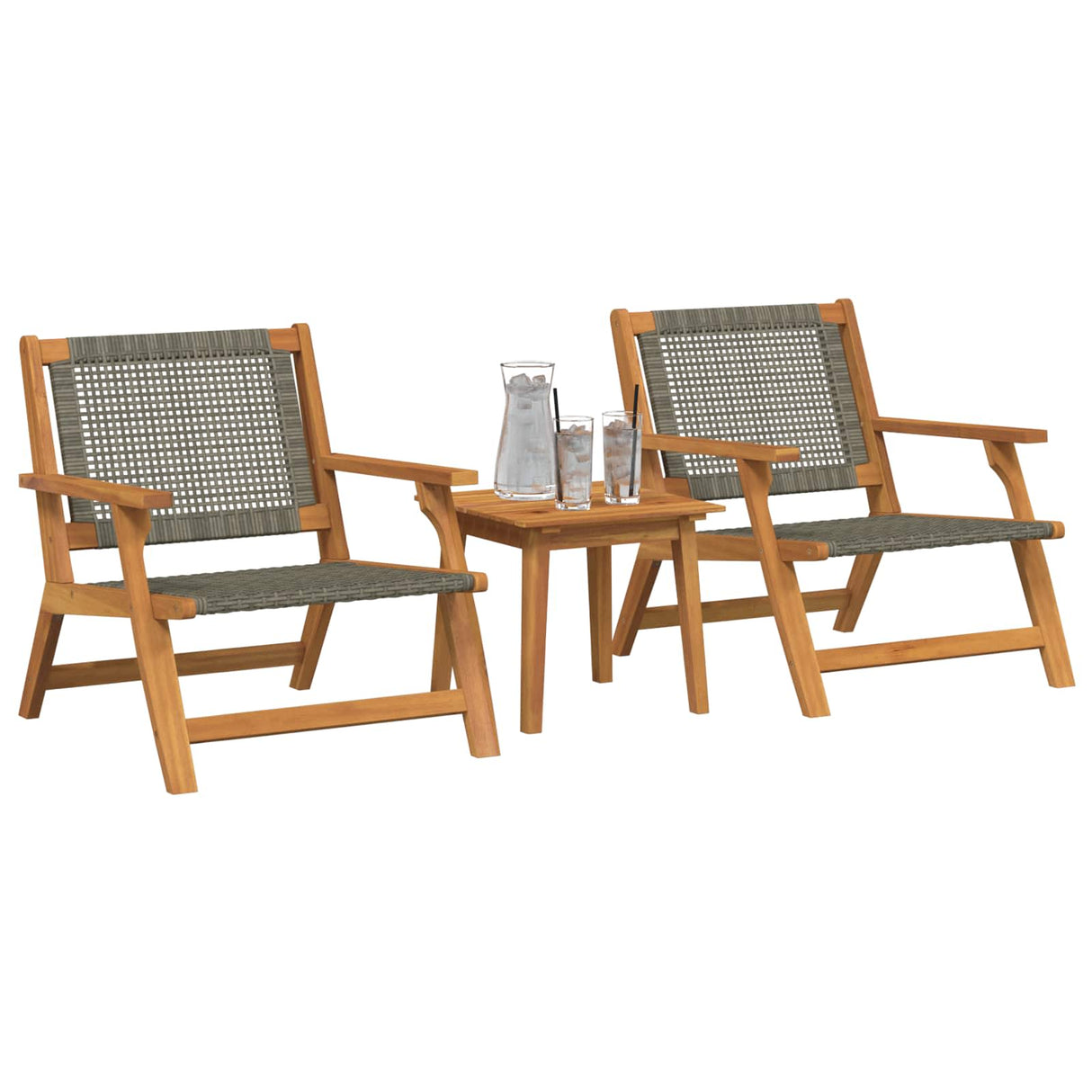 vidaXL Tuinstoelen met Tafel 3 pcs Grijs Massief Acacia Hout