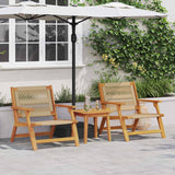 vidaXL Tuinstoelen met Tafel 3 pcs Zwart Massief Acacia Hout