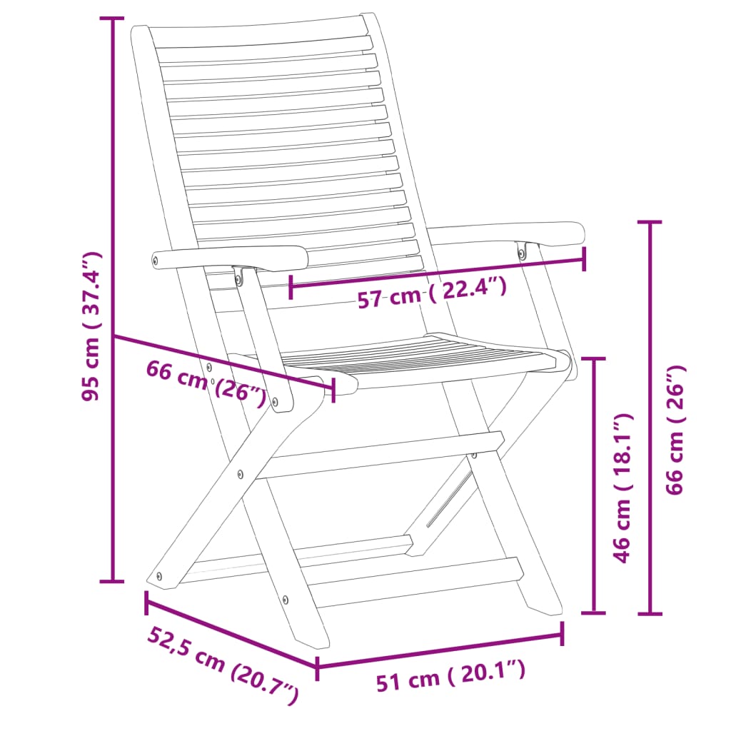 vidaXL Tuinstoelen inklapbaar 2 st massief acaciahout