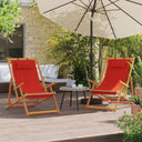 vidaXL Foldable Beach Chair Solid Eucalyptus Wood and Fabric Cream