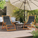 vidaXL Foldable Beach Chair Solid Eucalyptus Wood and Fabric Cream