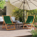 vidaXL Foldable Beach Chair Solid Eucalyptus Wood and Fabric Cream