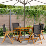 vidaXL Tuinstoelen 4 st verstelbaar poly rattan en massief hout zwart