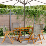 vidaXL Tuinstoelen 4 st verstelbaar poly rattan en massief hout zwart