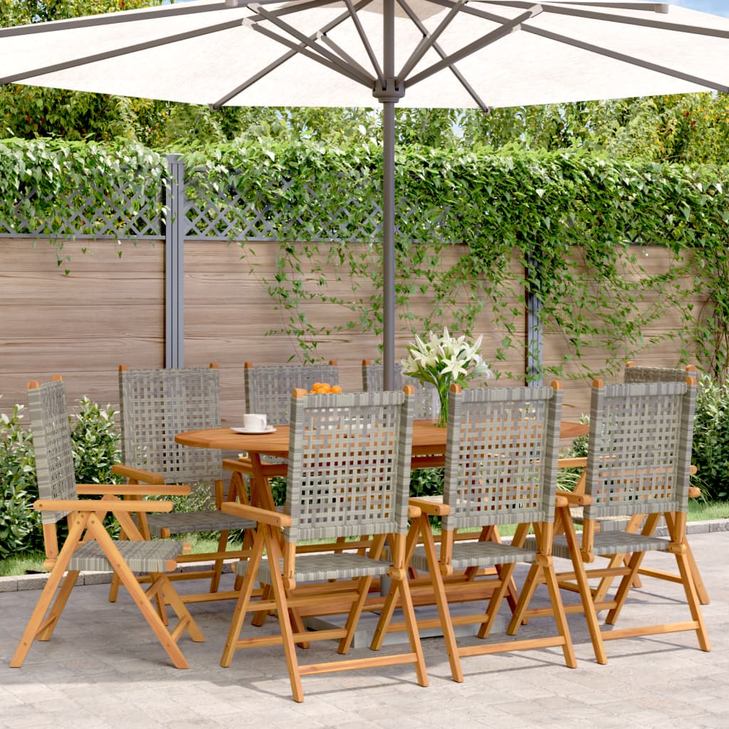 vidaXL Tuinstoelen 4 st verstelbaar poly rattan en massief hout zwart