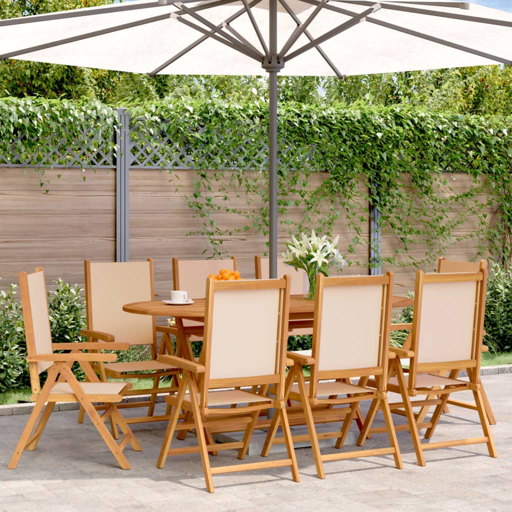 vidaXL Tuinstoelen 4 st massief hout en stof crèmewit