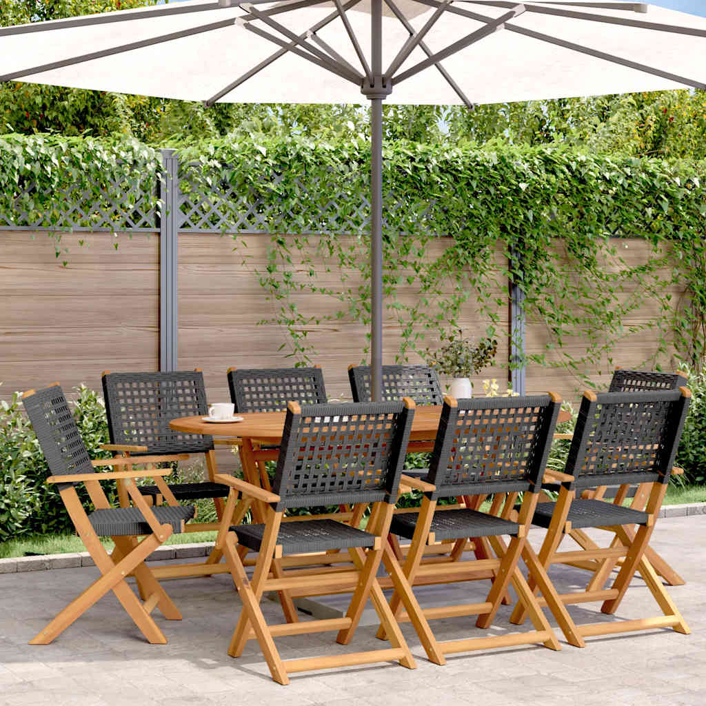 vidaXL Tuinstoelen 4 st inklapbaar poly rattan en massief hout zwart
