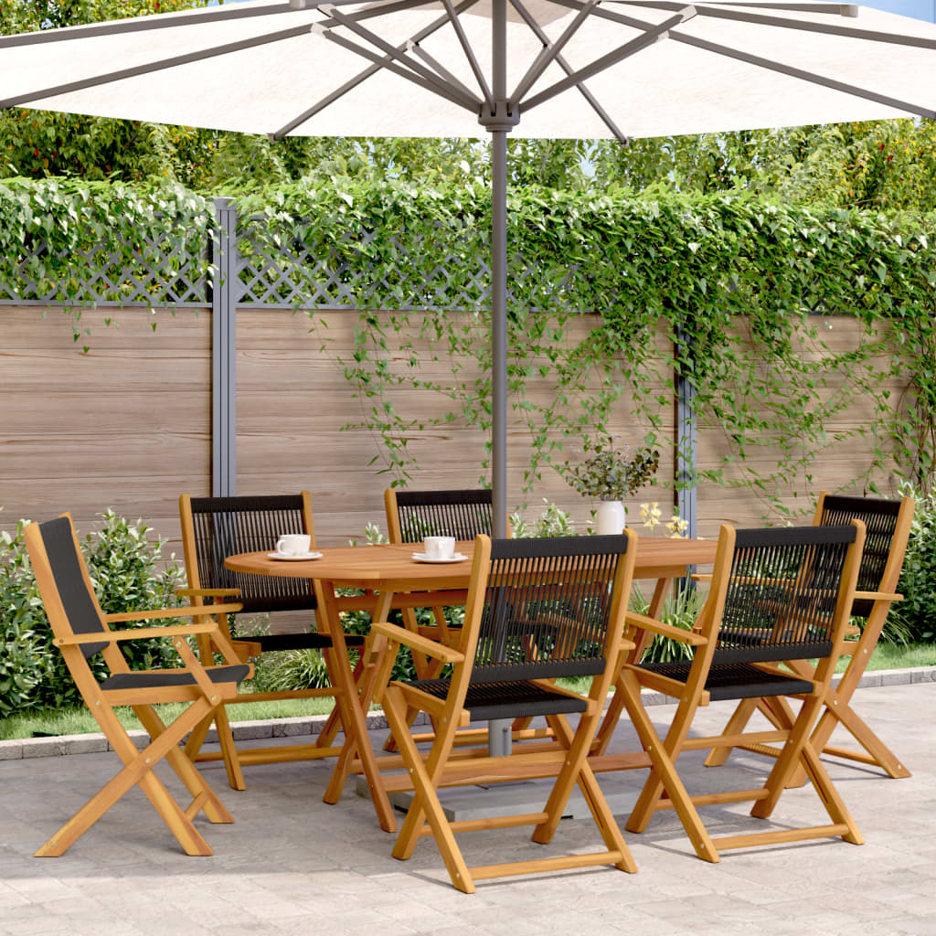vidaXL Tuinstoelen 4 st inklapbaar massief acaciahout zwart