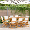vidaXL Tuinstoelen 4 st inklapbaar massief hout en stof crèmewit