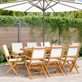 vidaXL Tuinstoelen 4 st inklapbaar massief hout en stof crèmewit