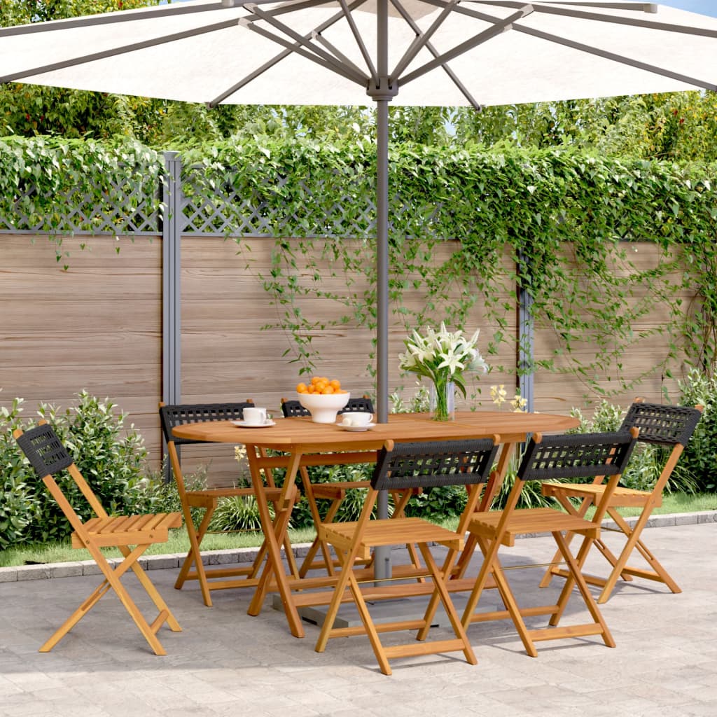 vidaXL Tuinstoelen 4 st inklapbaar poly rattan en massief hout zwart