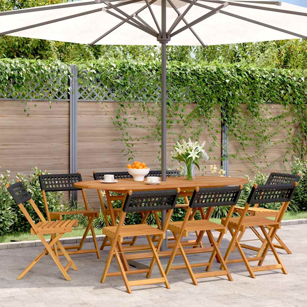 vidaXL Tuinstoelen 4 st inklapbaar poly rattan en massief hout zwart