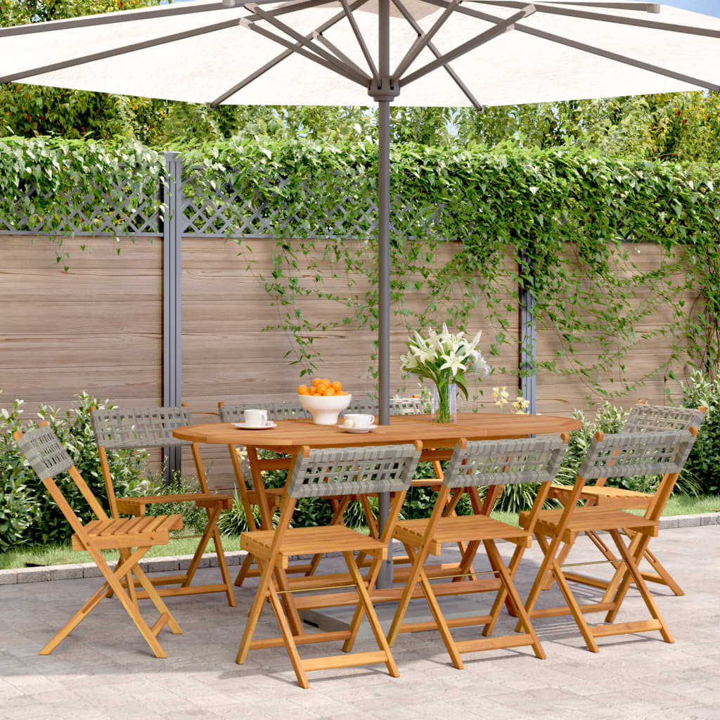 vidaXL Tuinstoelen 4 st inklapbaar poly rattan en massief hout zwart