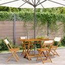 vidaXL Tuinstoelen 4 st inklapbaar massief hout et stof crèmewit