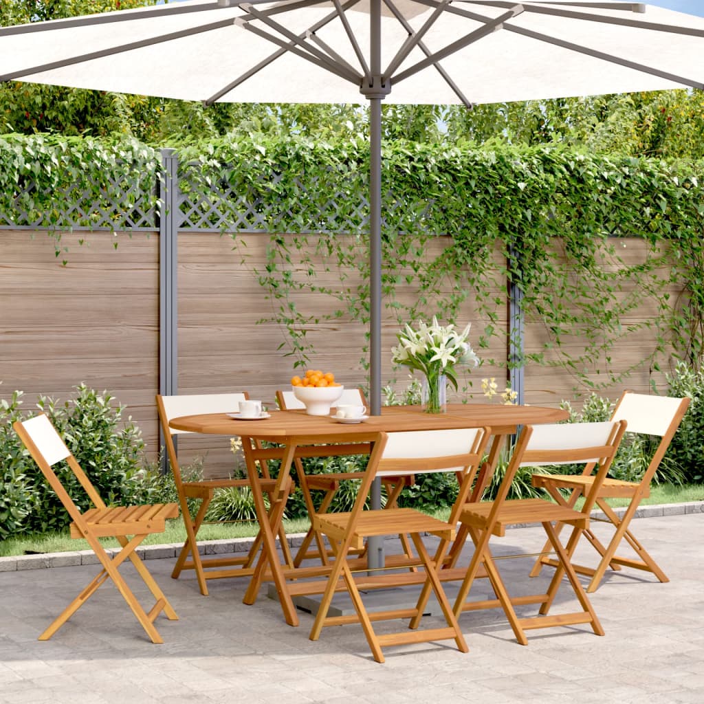 vidaXL Tuinstoelen 4 st inklapbaar massief hout en stof crèmewit