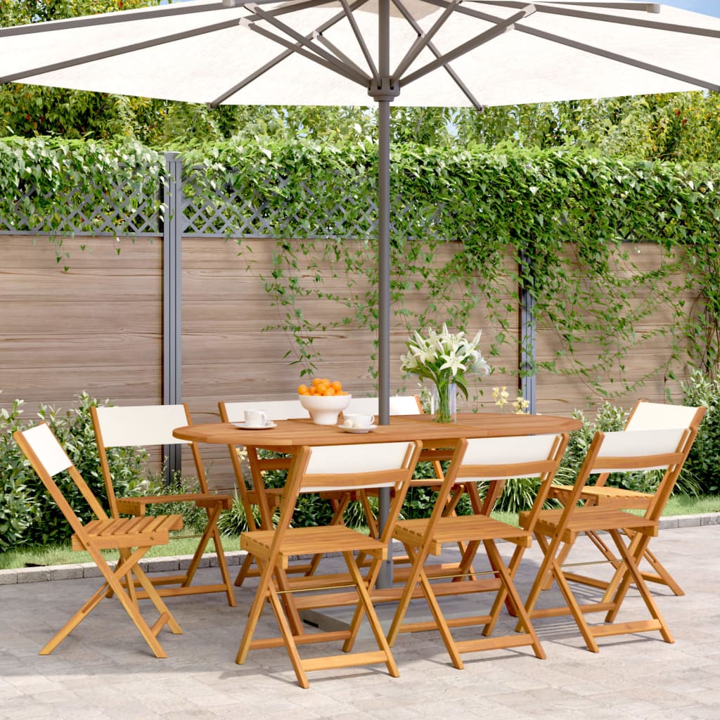 vidaXL Tuinstoelen 4 st inklapbaar massief hout en stof crèmewit