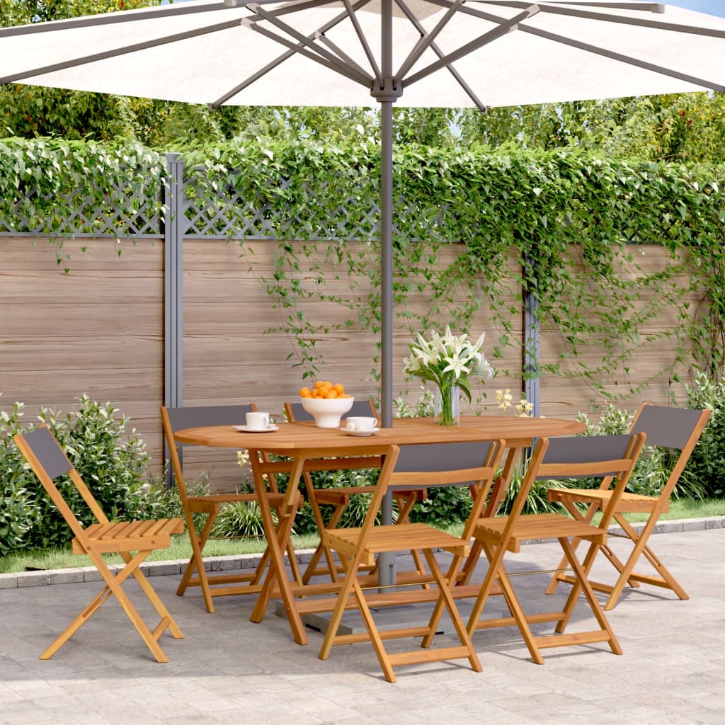 vidaXL Tuinstoelen 4 st inklapbaar massief hout en stof crèmewit