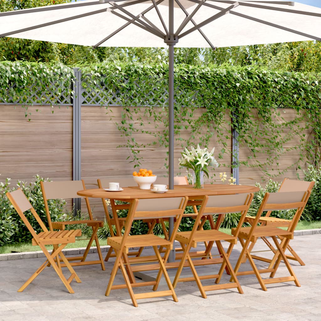 vidaXL Tuinstoelen 4 st inklapbaar massief hout en stof crèmewit