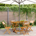 vidaXL Tuinstoelen 4 st inklapbaar massief hout et stof crèmewit