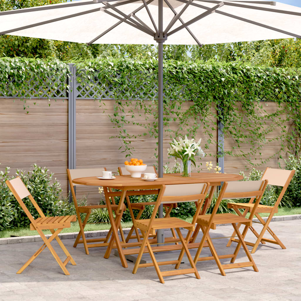 vidaXL Tuinstoelen 4 st inklapbaar massief hout en stof crèmewit