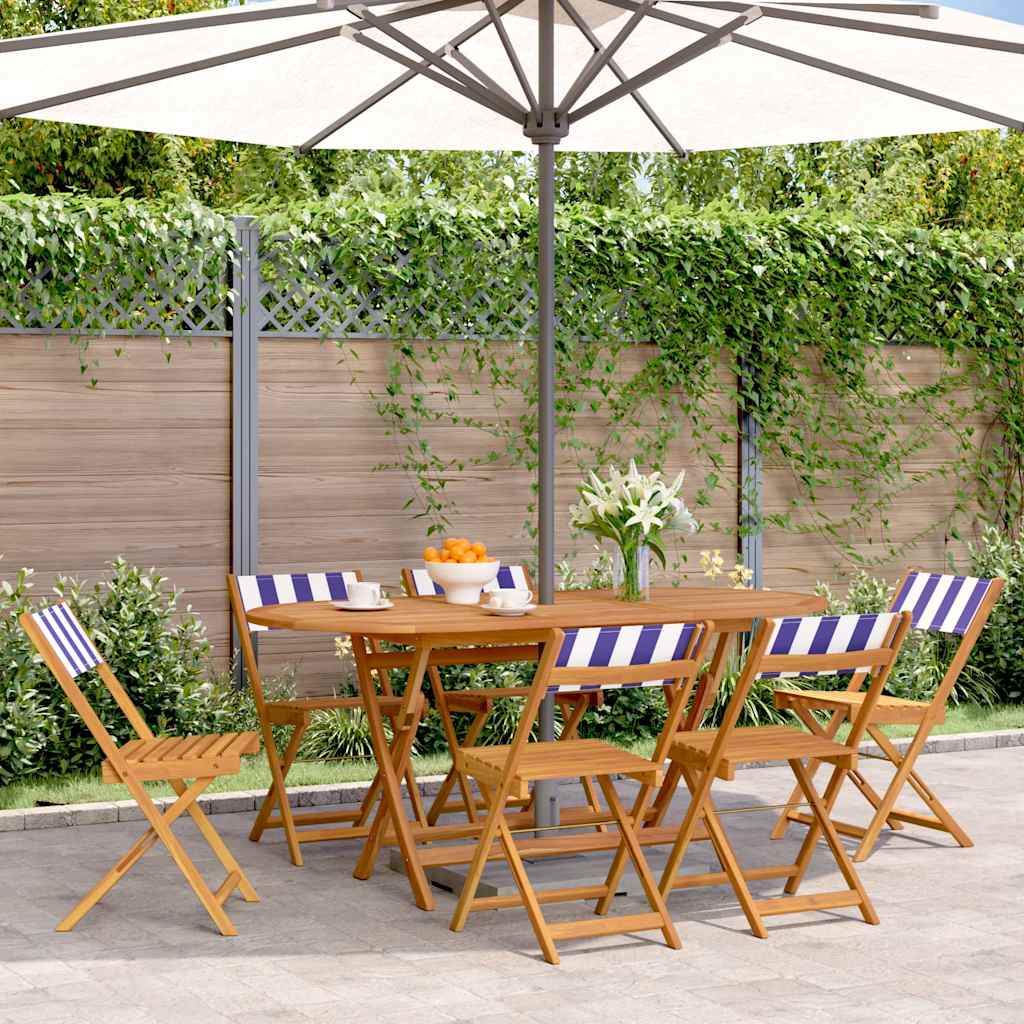 vidaXL Tuinstoelen 4 st inklapbaar massief hout en stof crèmewit