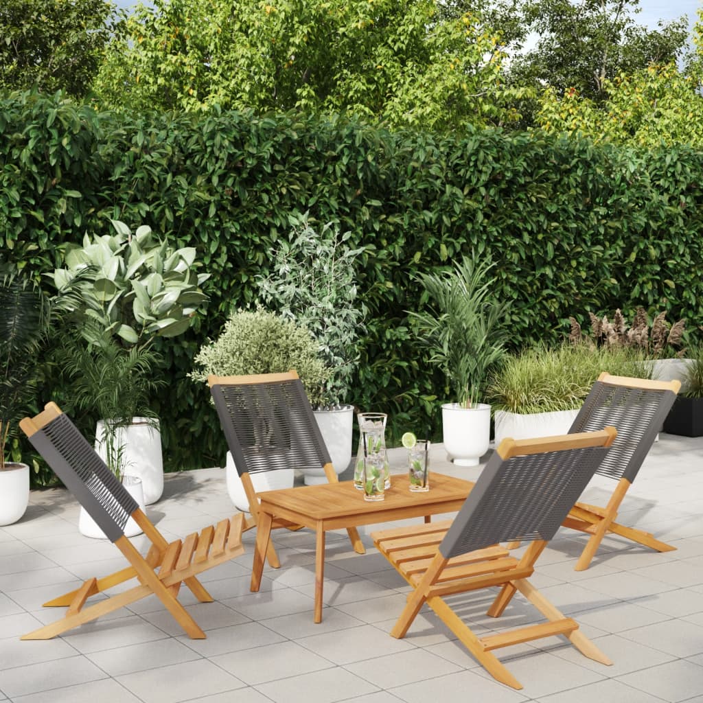 vidaXL Tuinstoelen 2 st massief acaciahout en polypropeen grijs
