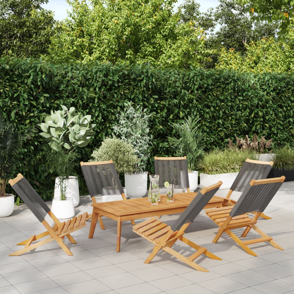 vidaXL Tuinstoelen 2 st massief acaciahout en polypropeen grijs