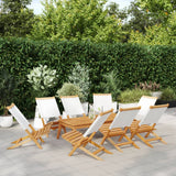 vidaXL Tuinstoelen 4 st inklapbaar massief hout en stof crèmewit