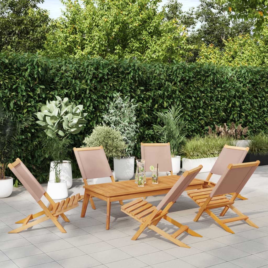 vidaXL Tuinstoelen 4 st inklapbaar massief hout en stof crèmewit