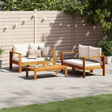 vidaXL 4-delige Loungeset met kussens massief acaciahout