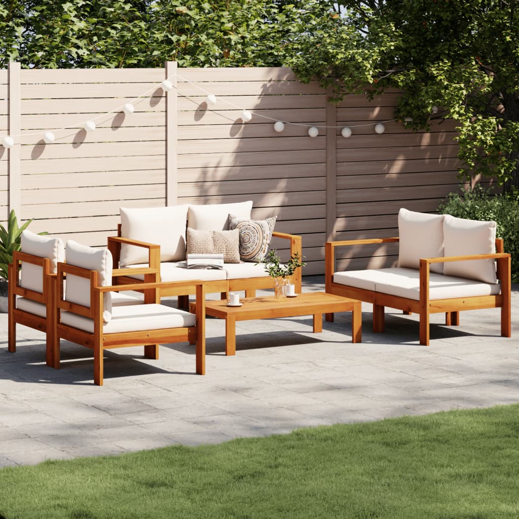 vidaXL 4-delige Loungeset met kussens massief acaciahout
