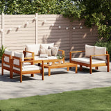 vidaXL 4-delige Loungeset met kussens massief acaciahout