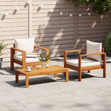 vidaXL 4-delige Loungeset met kussens massief acaciahout