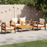 vidaXL 4-delige Loungeset met kussens massief acaciahout