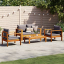 vidaXL 4-delige Loungeset met kussens massief acaciahout