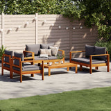 vidaXL 4-delige Loungeset met kussens massief acaciahout