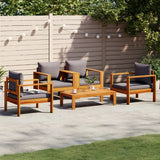 vidaXL 4-delige Loungeset met kussens massief acaciahout