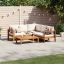 vidaXL 4-delige Loungeset met kussens massief acaciahout