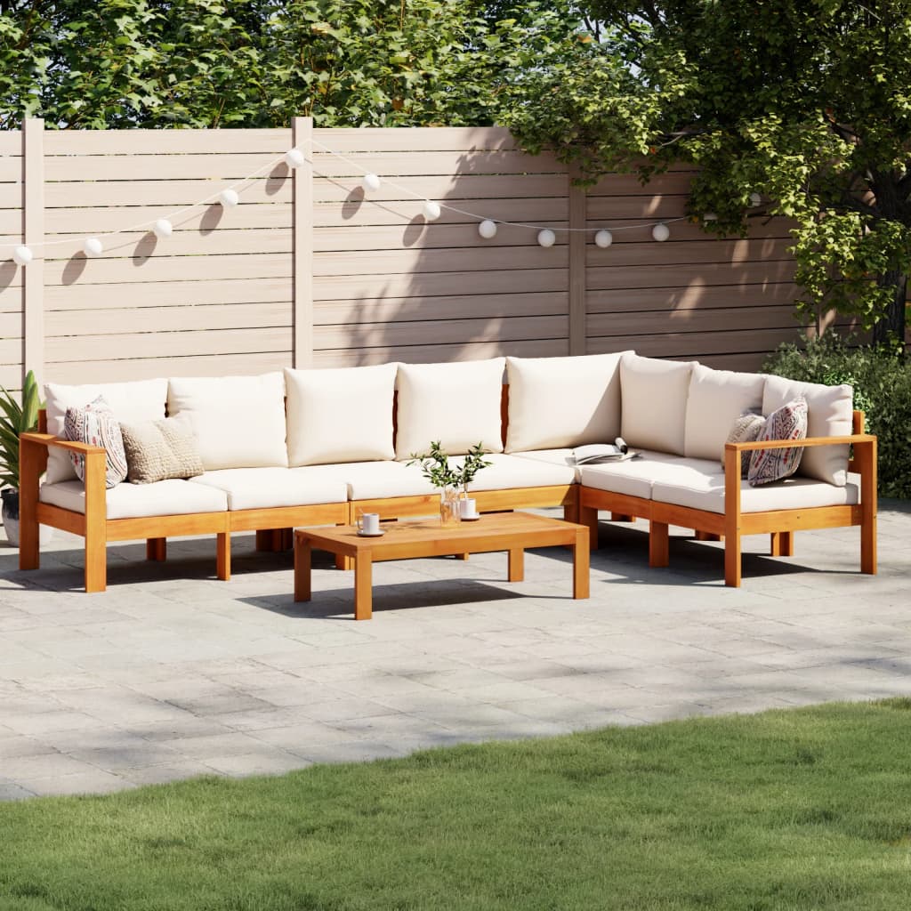 vidaXL 4-delige Loungeset met kussens massief acaciahout