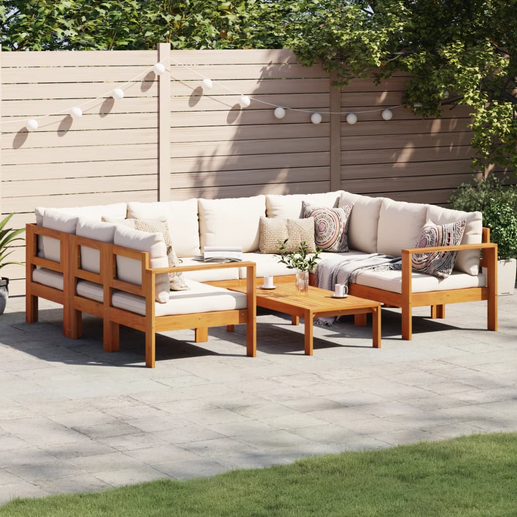 vidaXL 4-delige Loungeset met kussens massief acaciahout