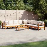 vidaXL 4-delige Loungeset met kussens massief acaciahout