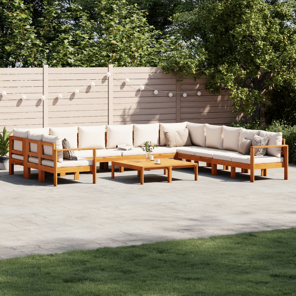vidaXL 4-delige Loungeset met kussens massief acaciahout